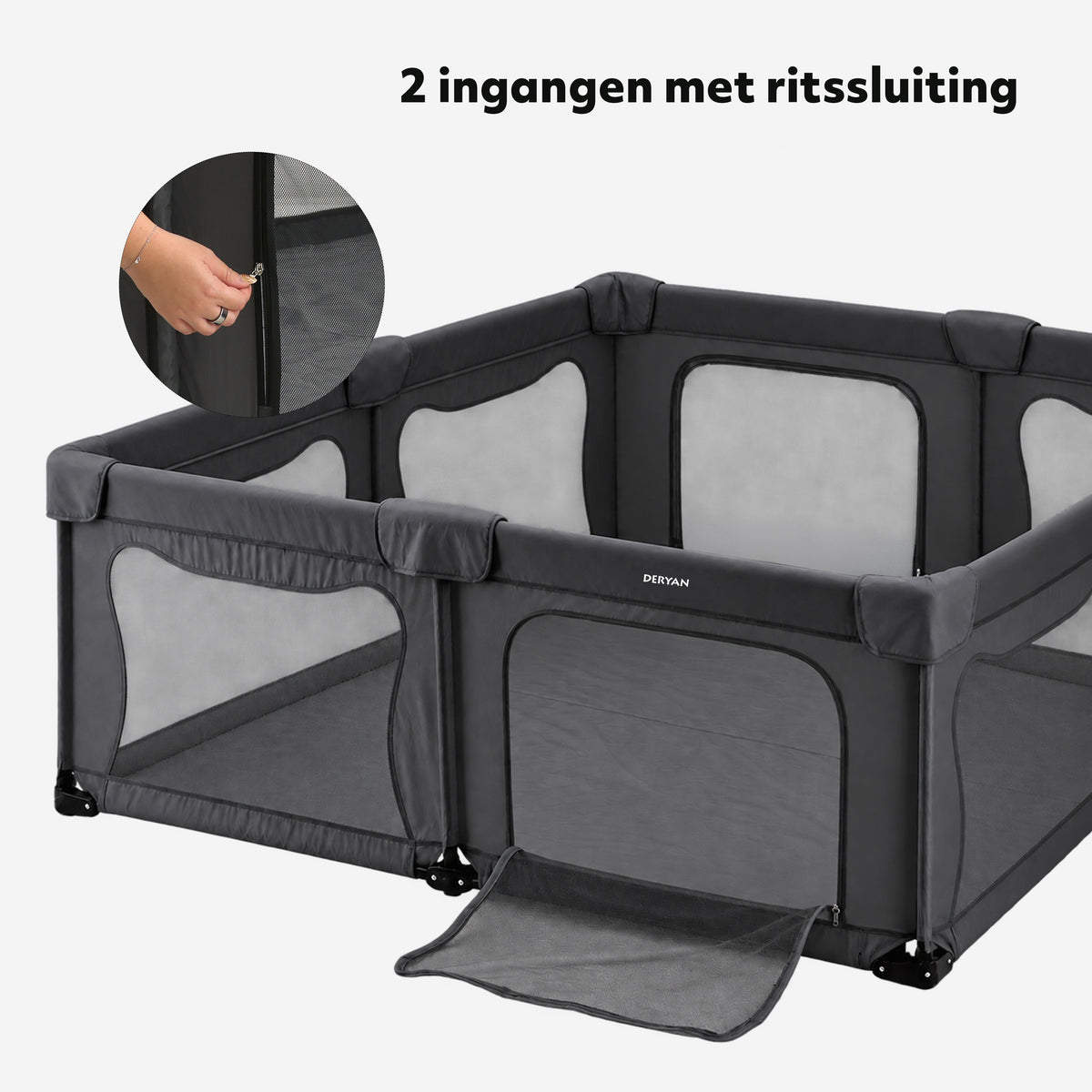 Zusammenklappbarer Laufstall XL – Grau