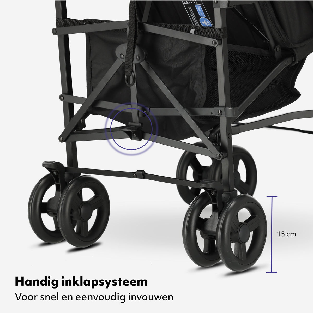 Mooiys Zeke Umbrella Stroller - 5-Point Harness - Suitable for Children up to 22 kg - Black