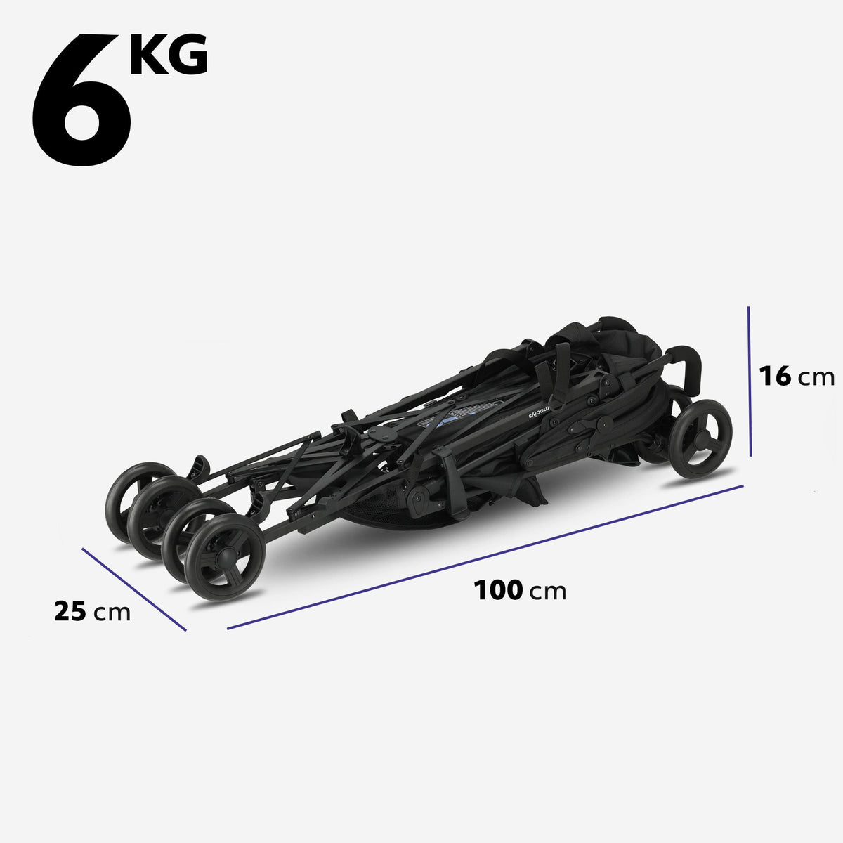 Mooiys Zeke Umbrella Stroller - 5-Point Harness - Suitable for Children up to 22 kg - Black
