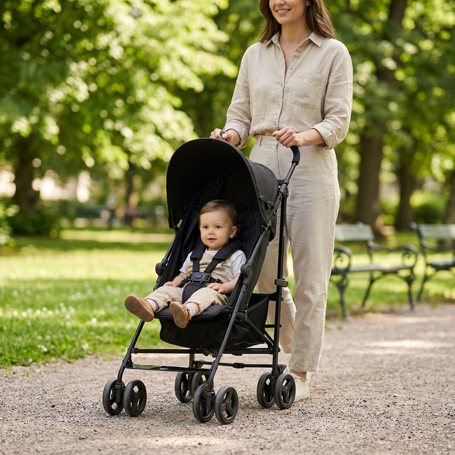 Mooiys Zeke Umbrella Stroller - 5-Point Harness - Suitable for Children up to 22 kg - Black