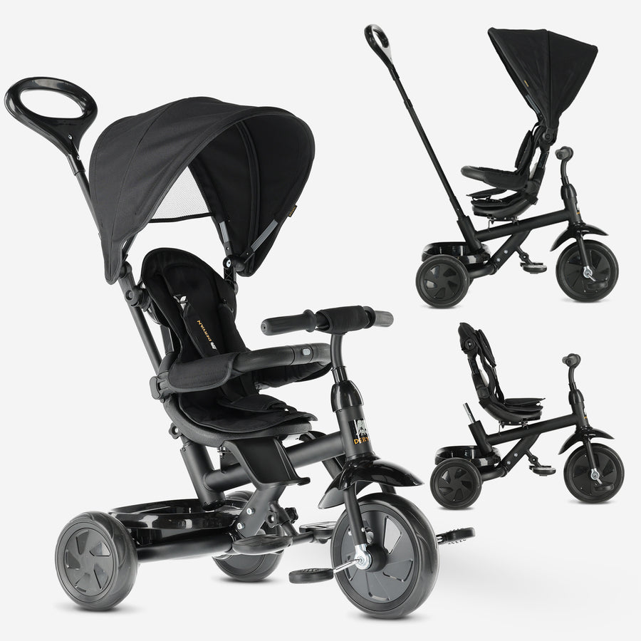 Tricycle Adventurer avec barre de poussée Noir