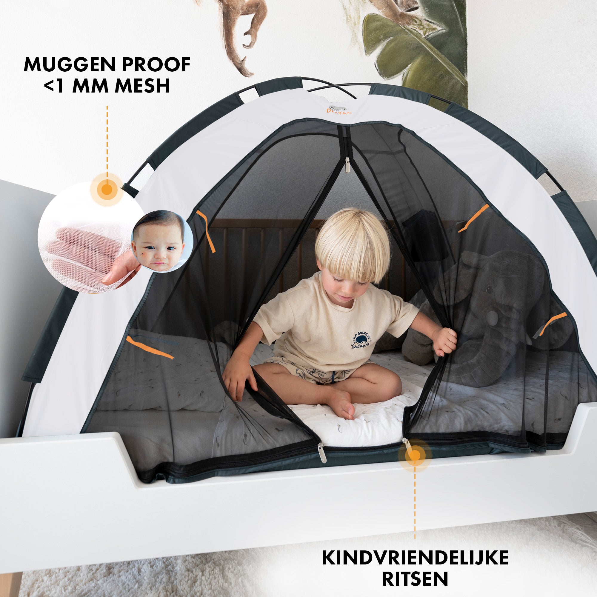 Bed tent Cream 200x90 cm
