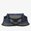 Baby Luxe Navy pop-up travel bed with mosquito net, self-inflating mattress, and carry bag, suitable for ages 0 to 2.5 years
