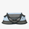 Baby Luxe Blauw reisbed pop-up met muggennet <1 mm zelfopblaasbaar matras 50% UV-bescherming draagtas canvas tas