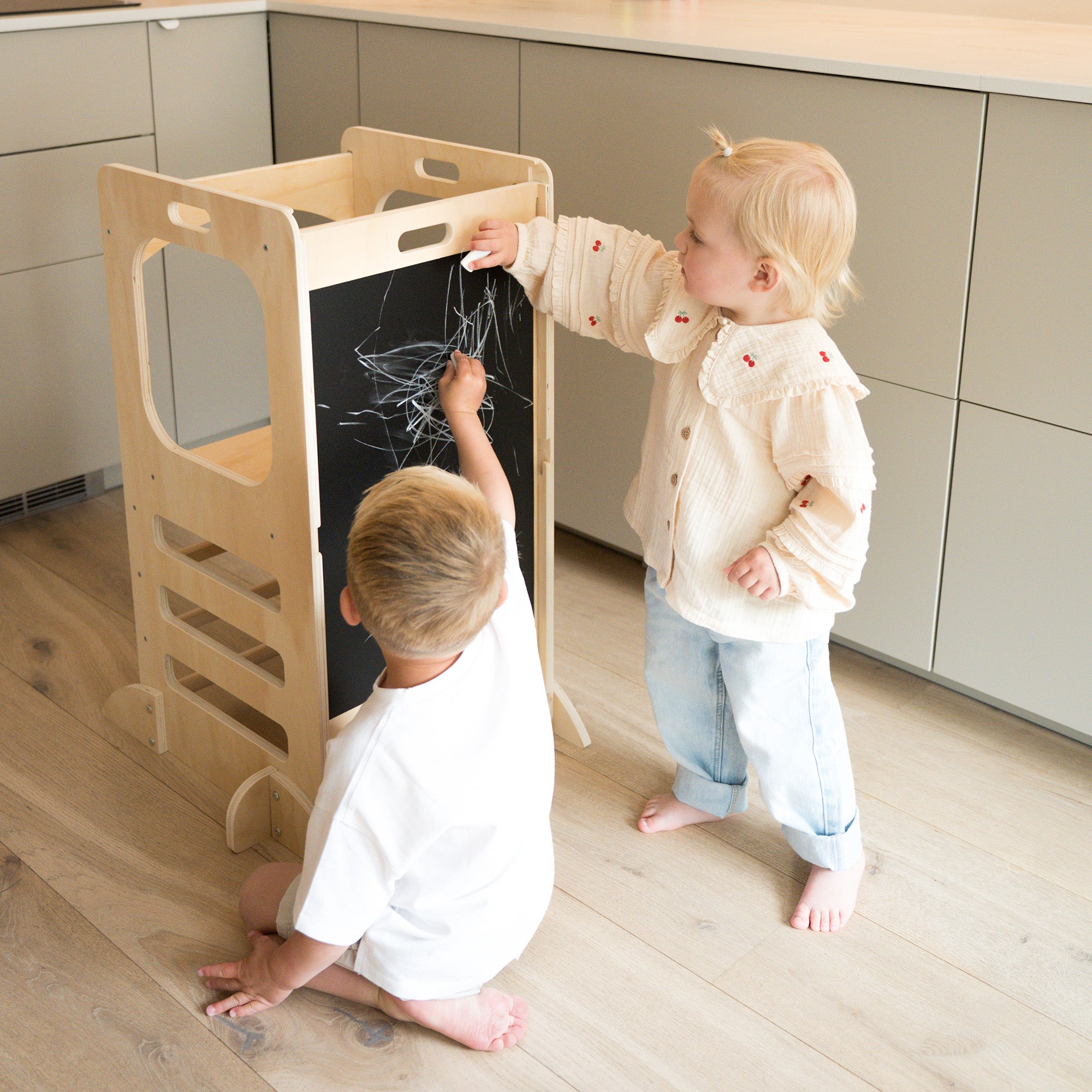 Luxury 4-in-1 Learning Tower - Climbing Tower with Slide and Chalkboard