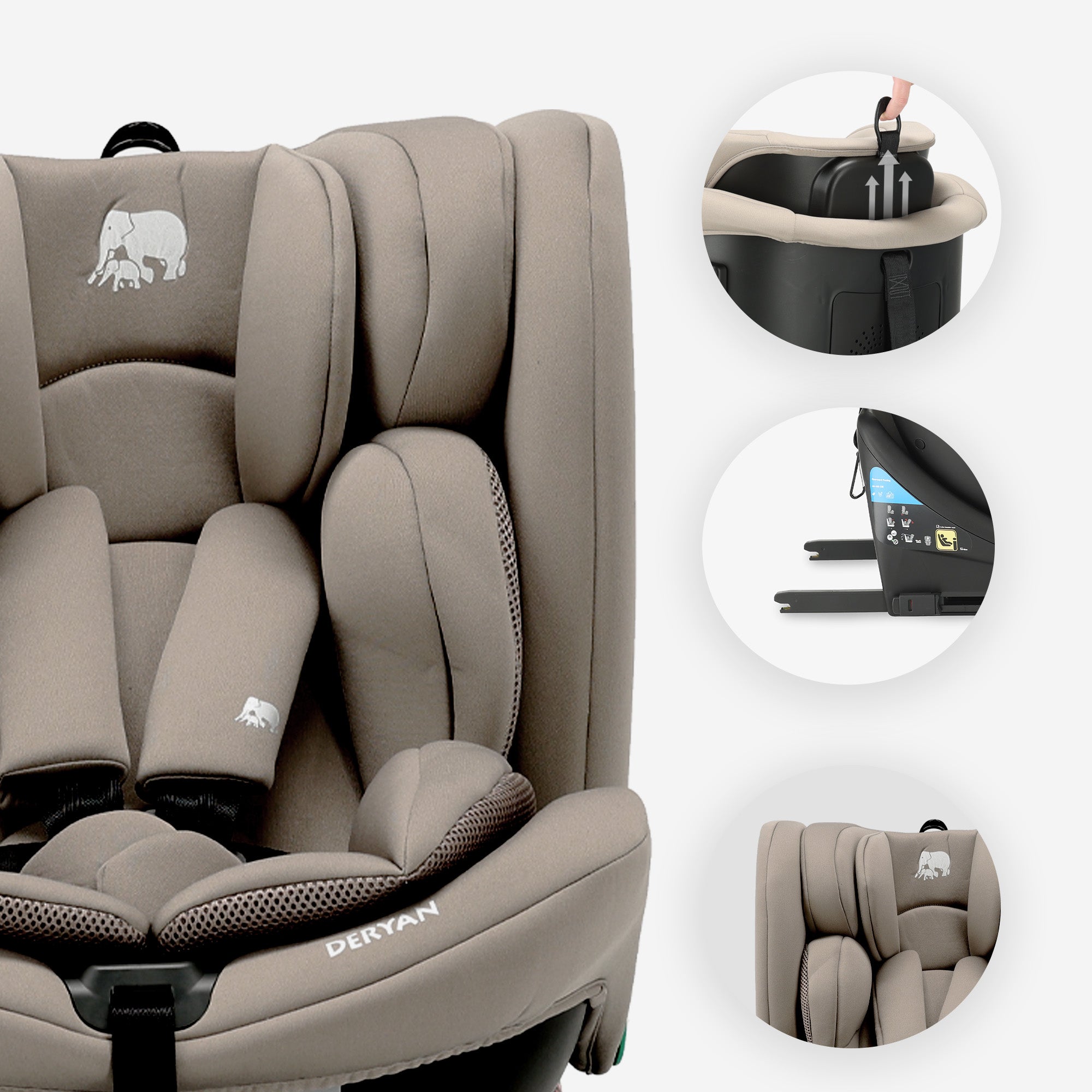 Colin Luxe i-Size/Isofix 360° Car Seat 40–150 cm – 0–36 kg – Truffle Sand