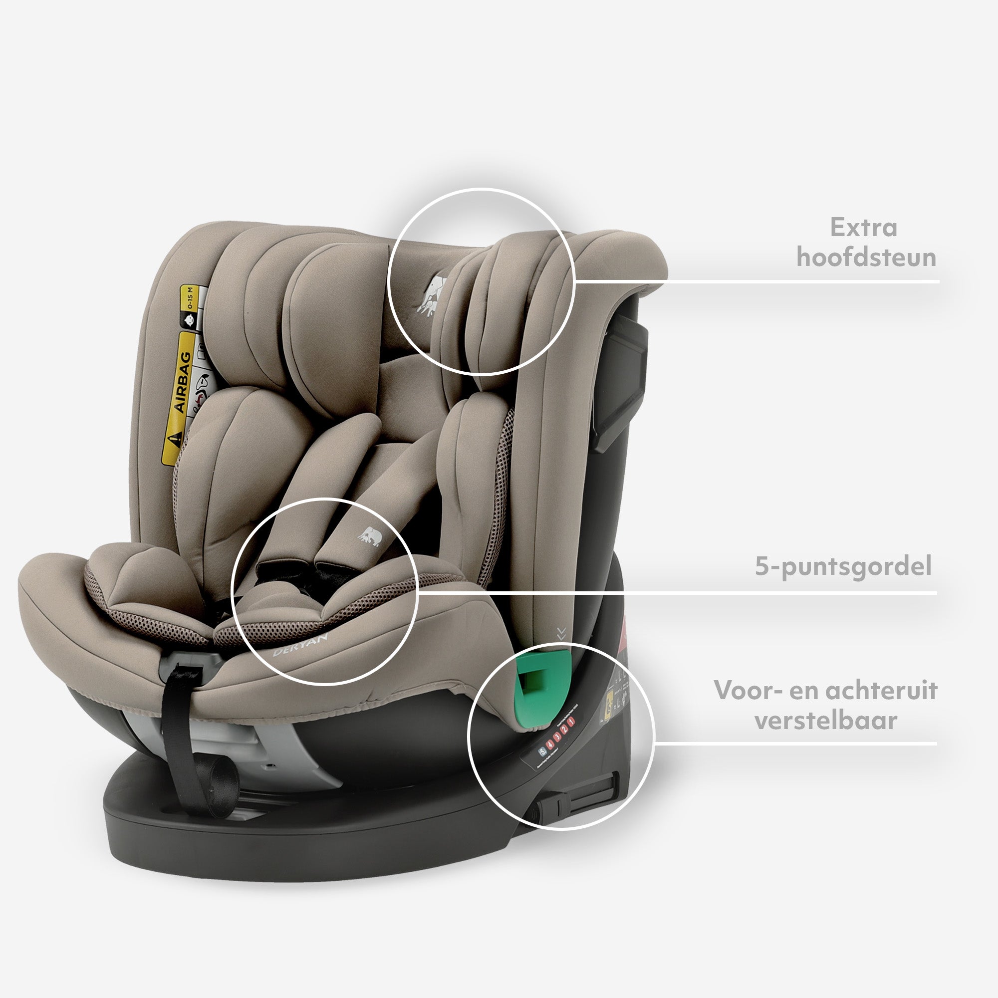 Colin Luxe i-Size/Isofix 360° Car Seat 40–150 cm – 0–36 kg – Truffle Sand
