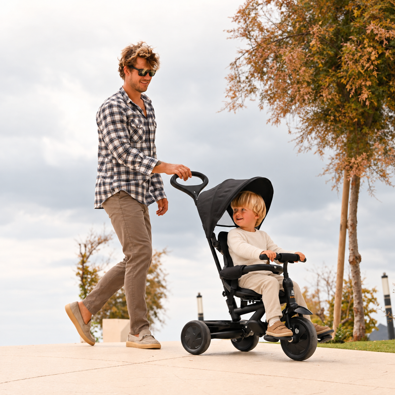 Tricycle Adventurer avec barre de poussée Noir