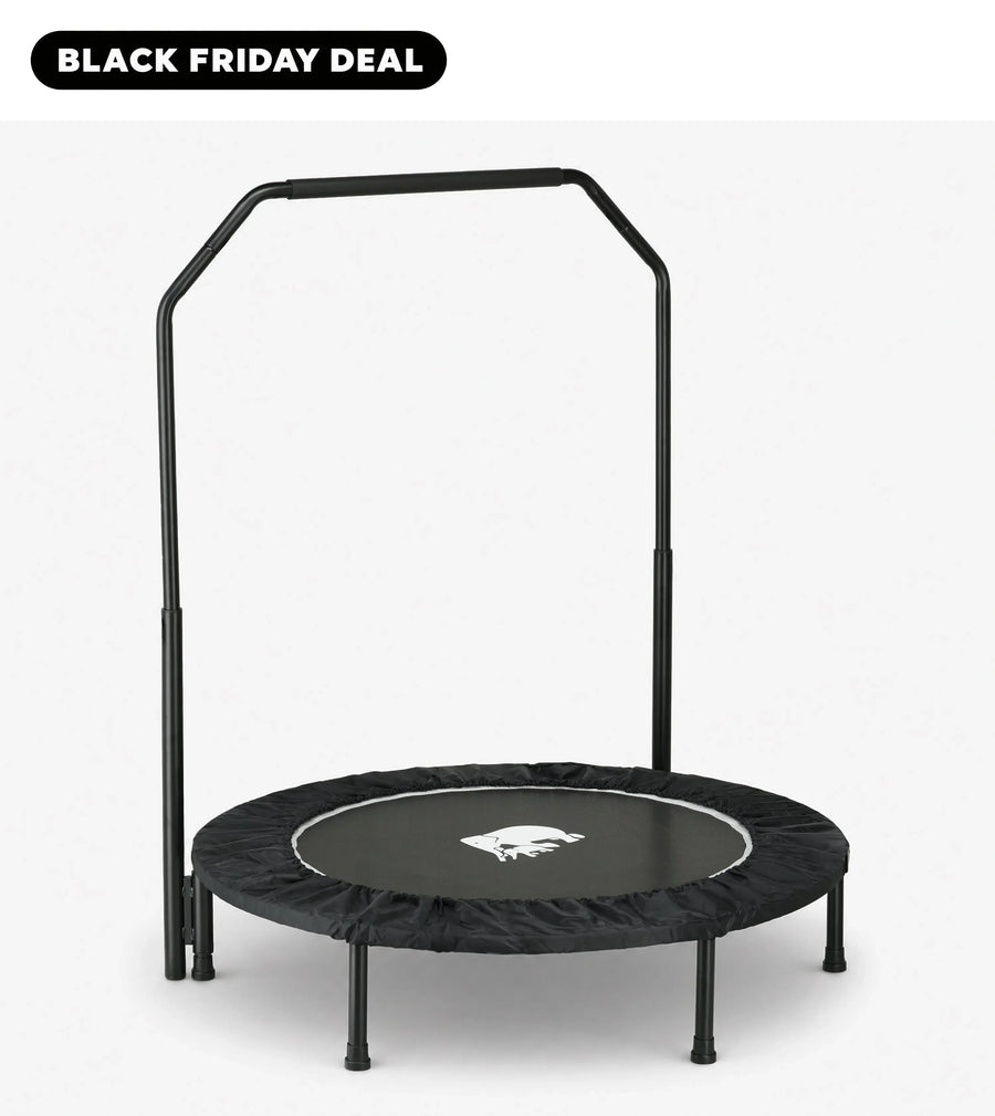 Składana trampolina fitness 100 cm z uchwytem – czarna