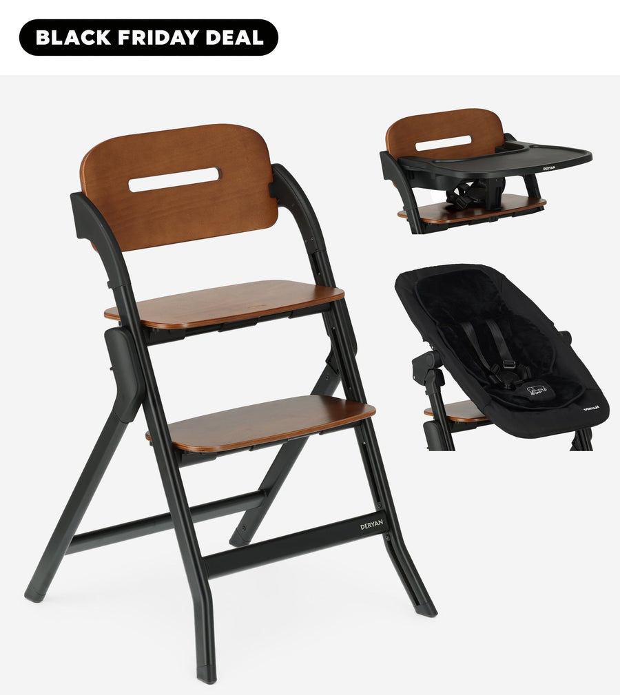 Oak Mitwachsstuhl mit Babysitz – Schwarz