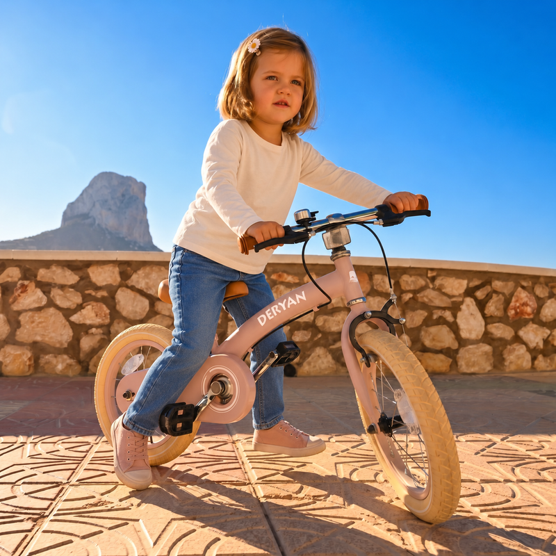 Luxe Kinderfiets 12 inch - 3 in 1 - loopfiets Roze