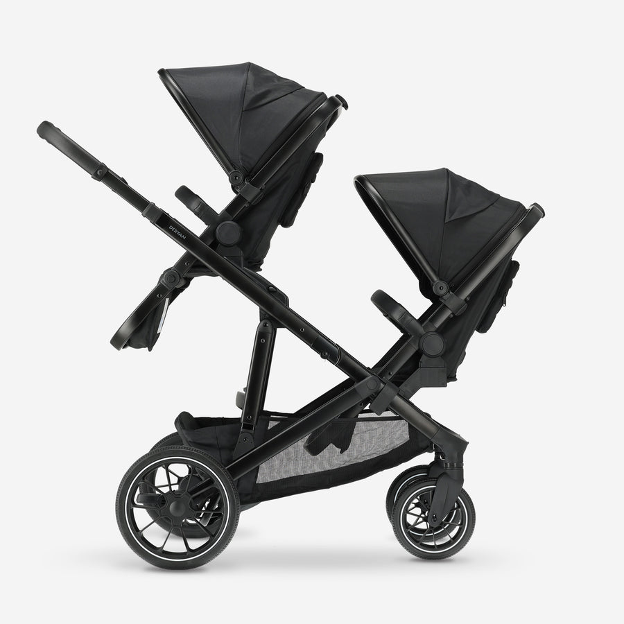Evy² Duo Stroller, Black, Two-Seater