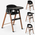 DERYAN black with wooden accents compact lightweight space-saving design