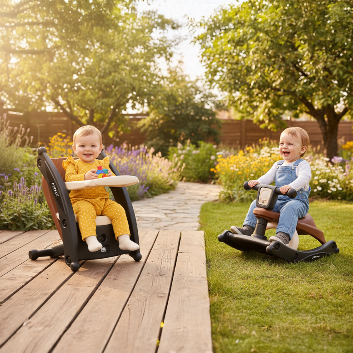 Tobi 2-in-1 Chair and Rocking Chair - Brown/Cream