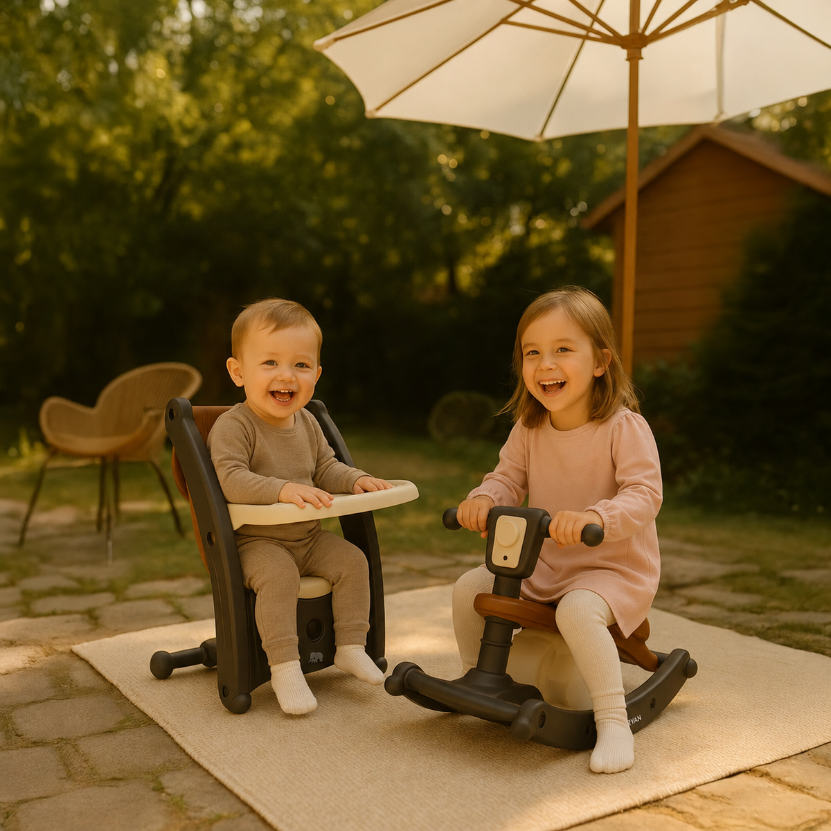 Tobi 2-in-1 Chair and Rocking Chair - Brown/Cream