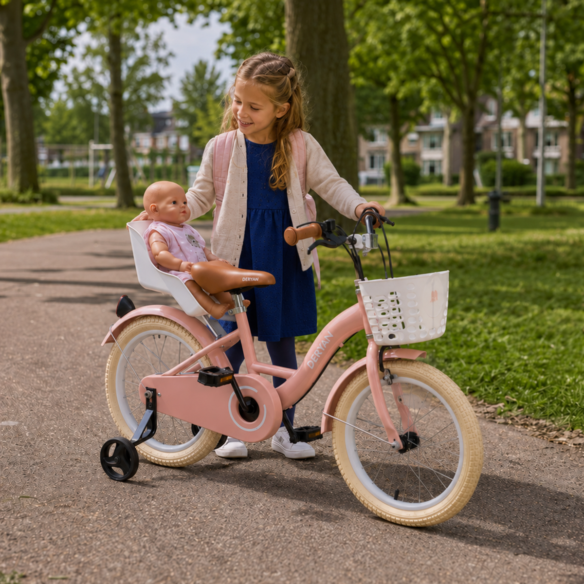 Zoey Girls' Bike, 16-inch Children's Bike with Basket - Pink