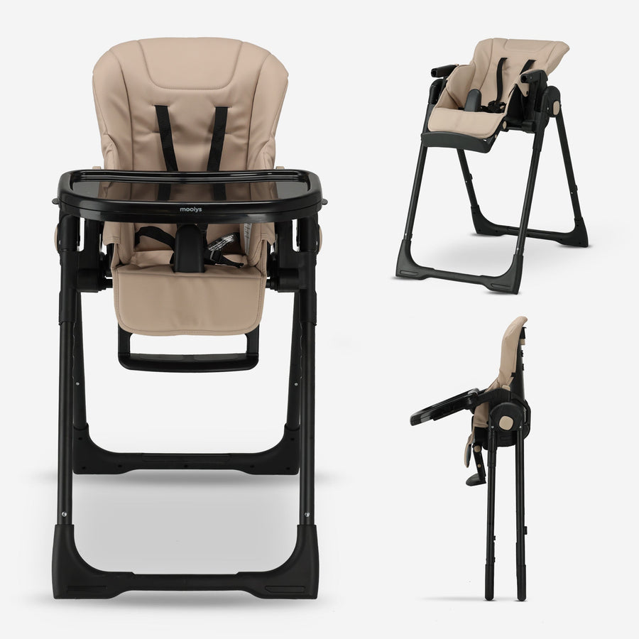 Mooiys Ella 2-in-1 High Chair - For Newborns and Older Babies - Adjustable Seat and Footrest, Reclining Position