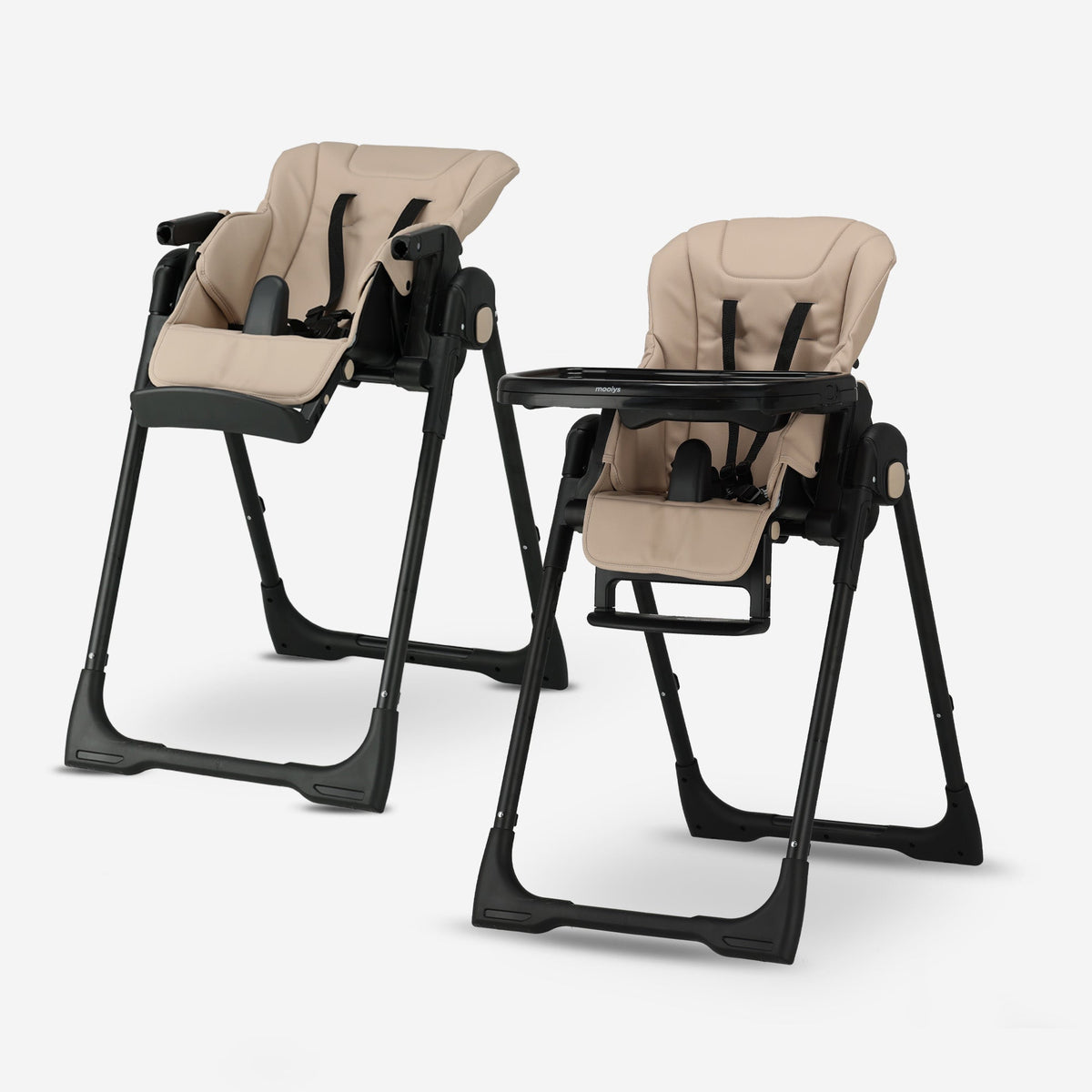 Mooiys Ella 2-in-1 High Chair - For Newborns and Older Babies - Adjustable Seat and Footrest, Reclining Position