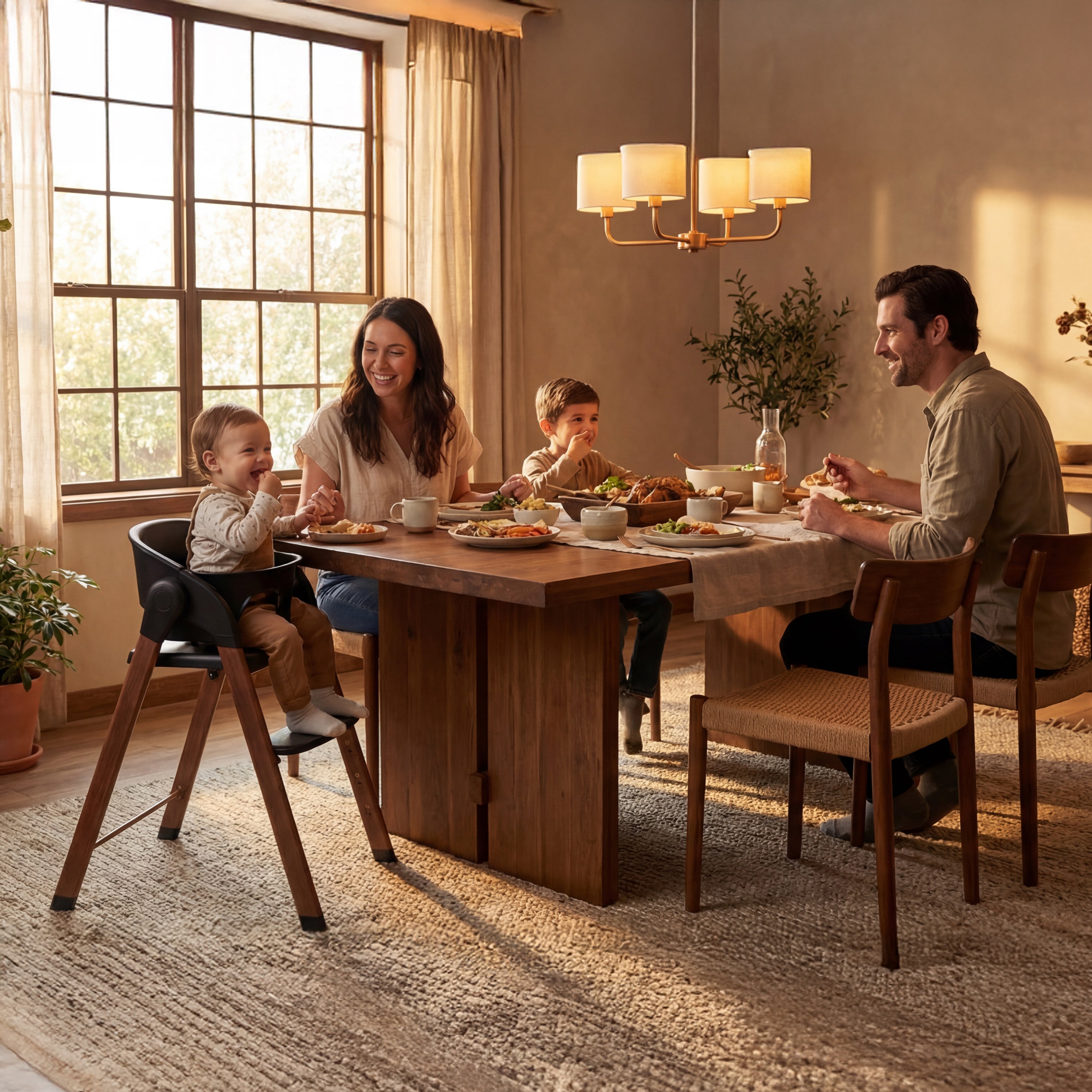 Luxe Kinderstoel Zwart / Hout