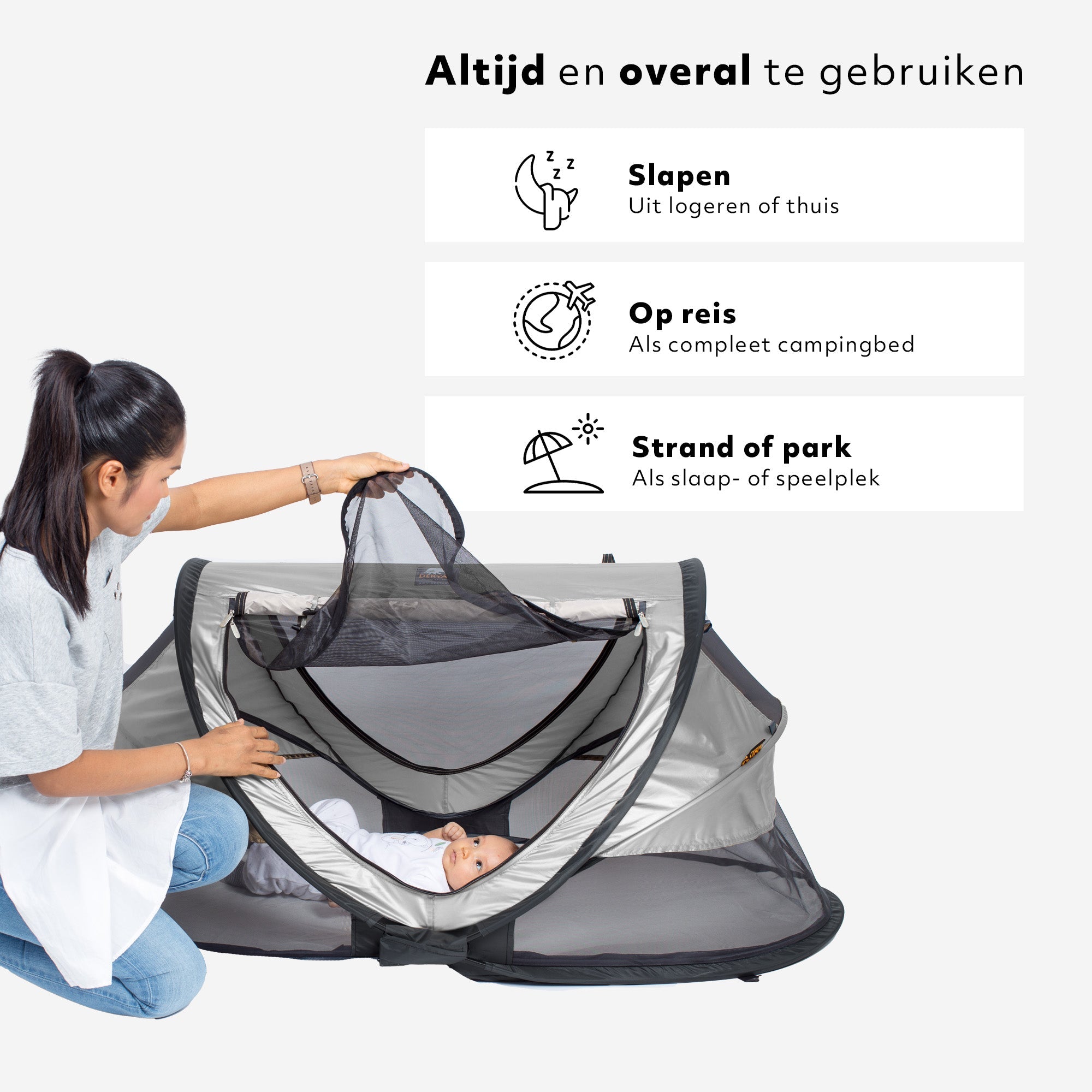 deryan peuter tent DERYAN Peuter Luxe Silver Camping Cot: Lightweight & Pop-Up